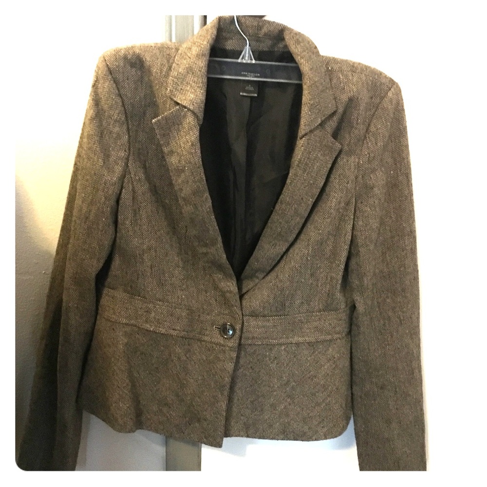 Ann Taylor Brown Tweed Jacket - Size 8